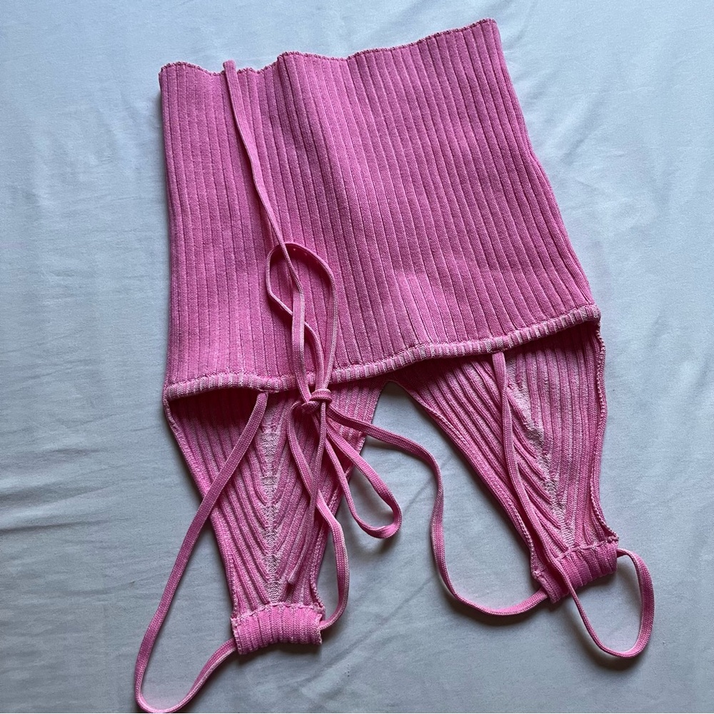 Pink Ribbed Tank Top Geel - Picture 3 of 5